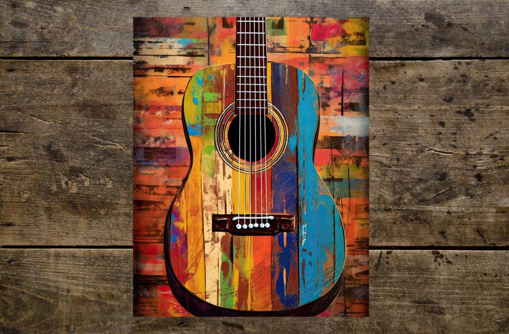 rustic guitar colorful
